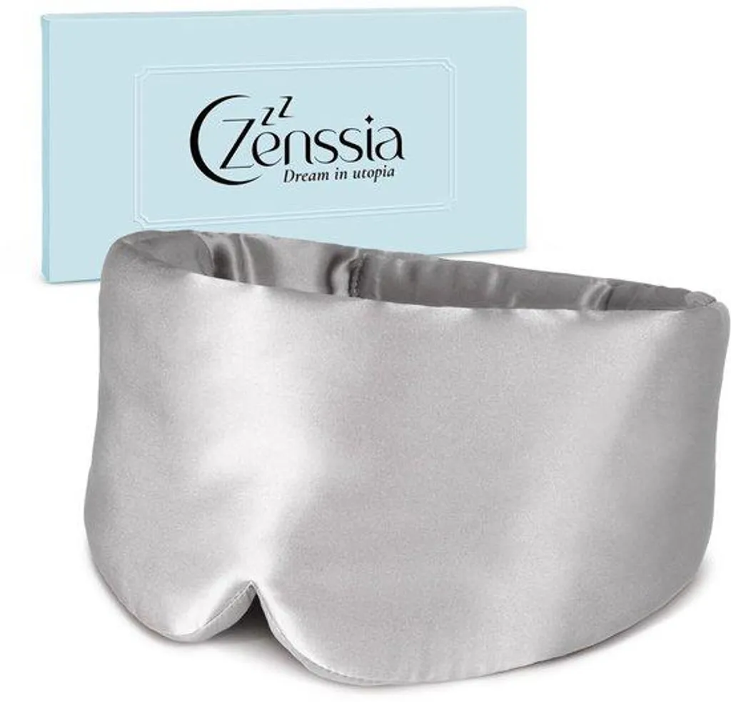 Masque de voyage gris argenté réglable pour avion, train et relaxation