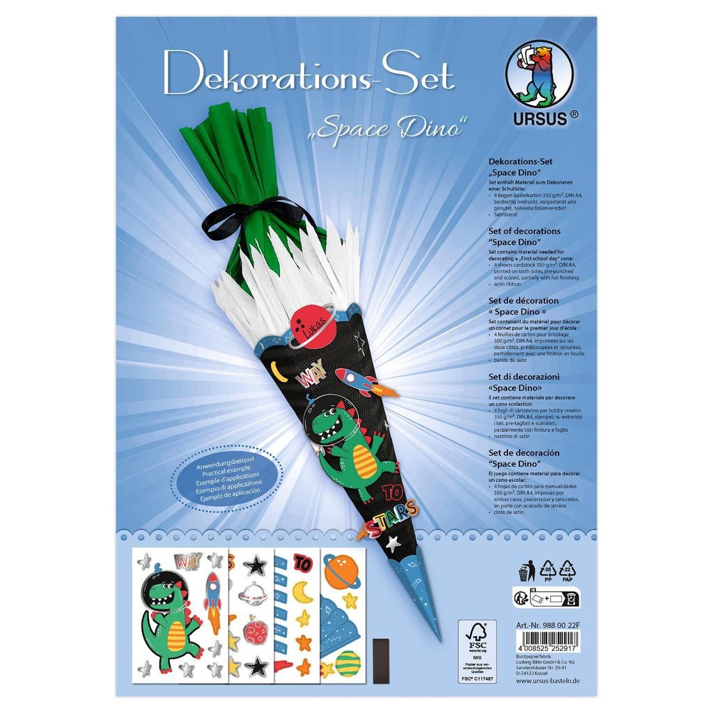 URSUS Deko Set Schultüte Easy Line : Space Dino Motiv: Space Dino