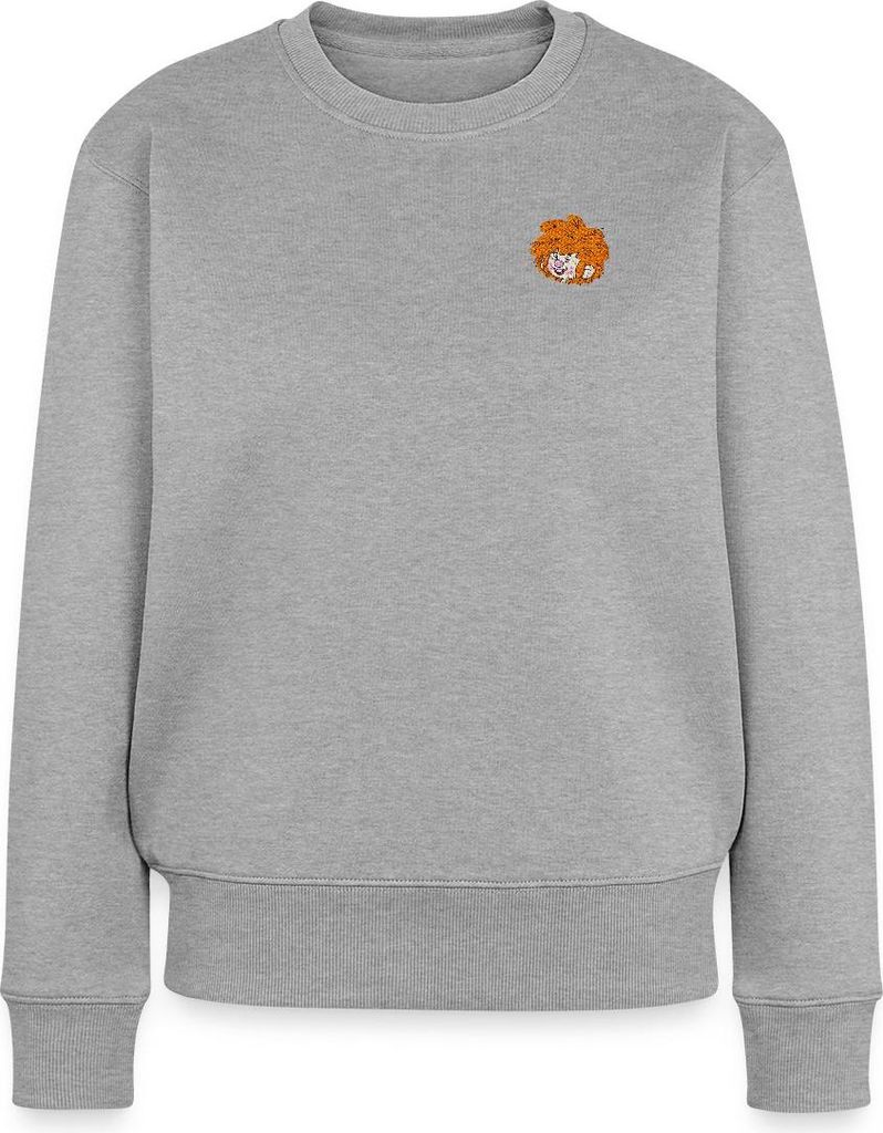 Spreadshirt Pumuckl Stickdesign Damen Premium Pullover, L, Grau meliert
