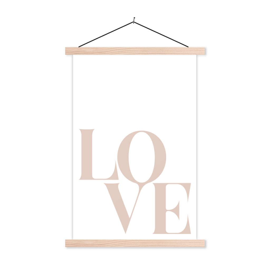 MuchoWow Textilposter Text - Zitate - Liebe 120x180 cm mit holzfarbenen Rahmen - Textil-Plakat