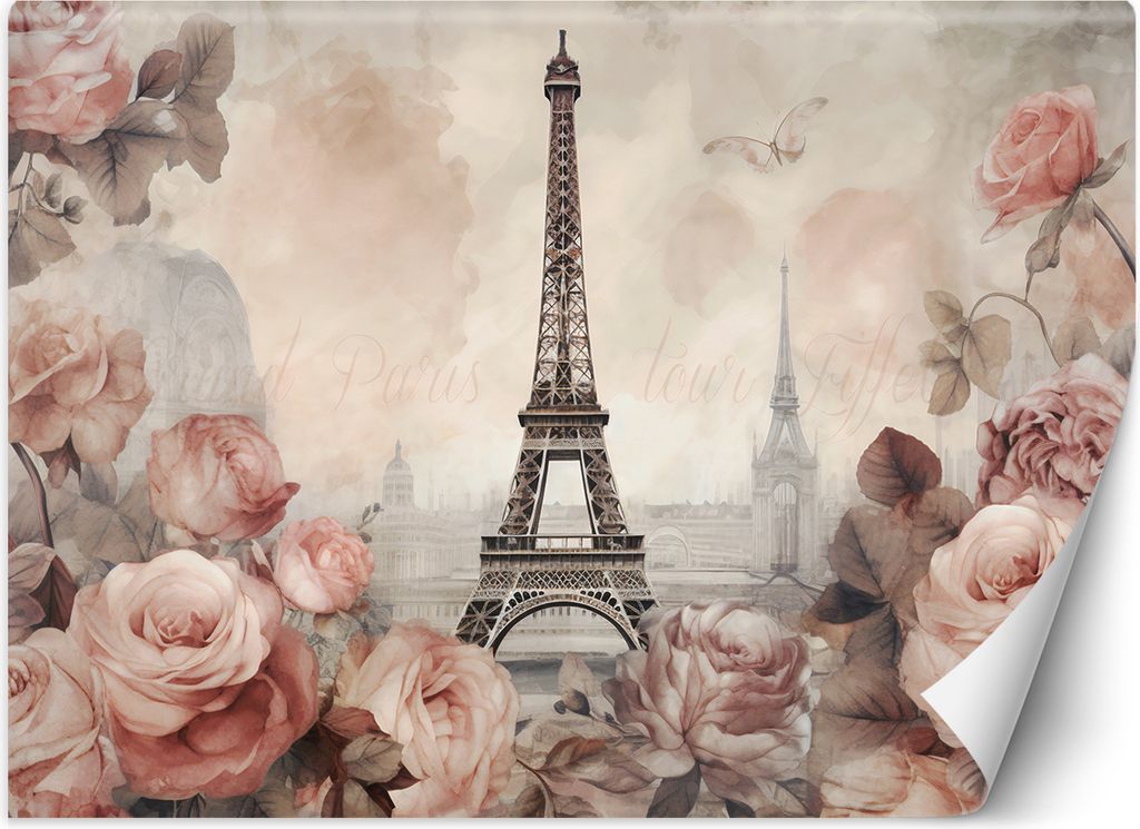 Vlies fototapete Eiffelturm Shabby Chic 150x105 cm Feeby Rosa inkl. Kleber einfache Montage