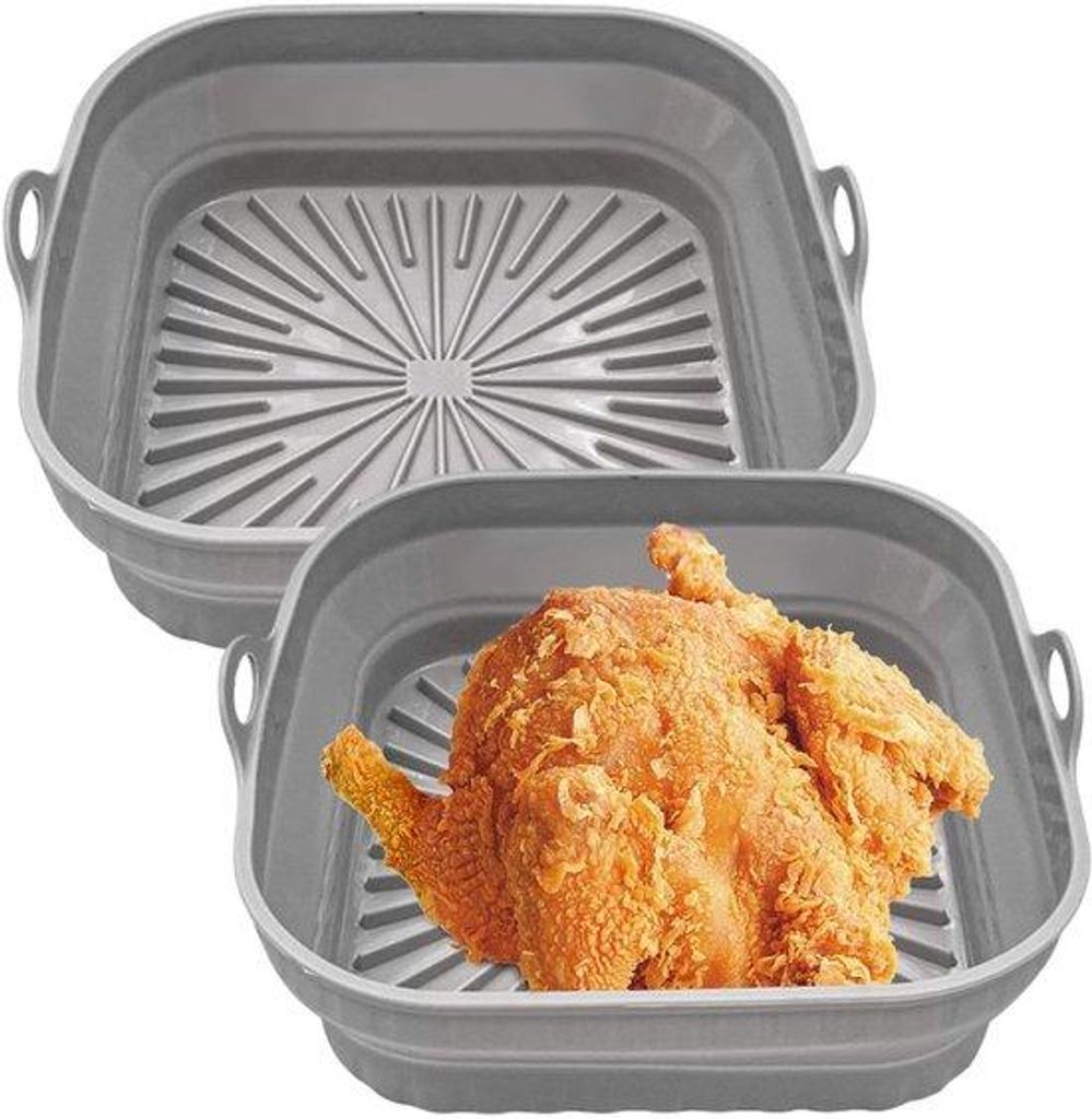 Silikonmatten für die Luftfritteuse, 2 Stück Luftfritteuse-Silikonmatte falbar/recyclbar, Luftfritteuse-Accessoires für, magnetronfähig, Backpa...