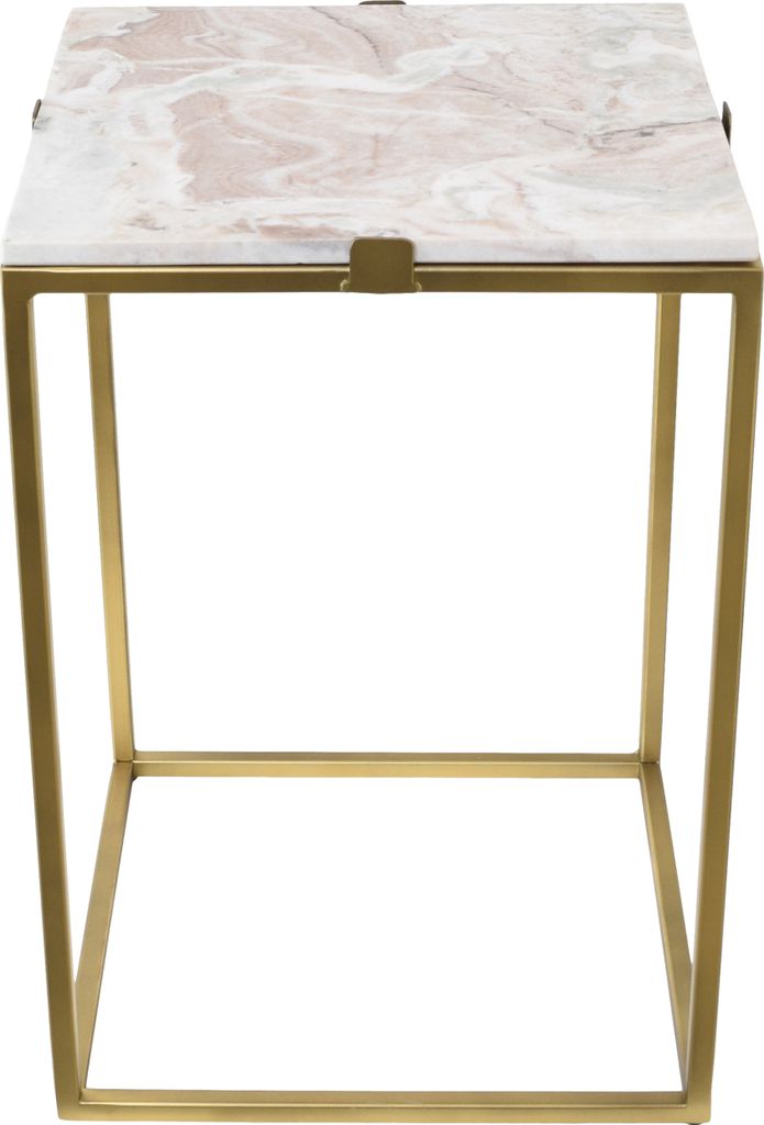 LOFT42 Marble Beistelltisch Quadratisch Weiß - Metall - Marmor - 32x32x46