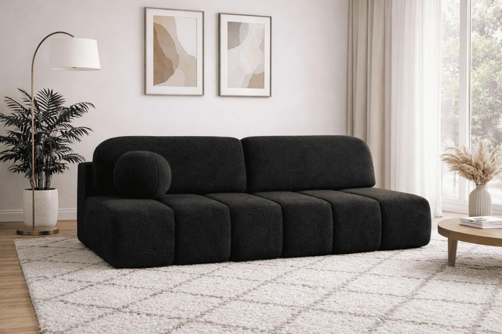 Polstersofa  aus Bouclé, Sofa mit Schlaffunktion und Produktbild 