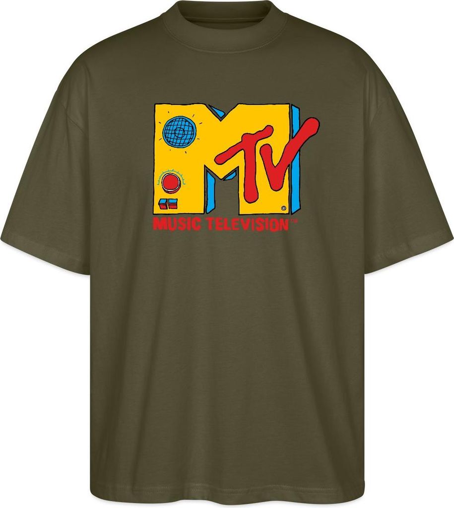 Spreadshirt MTV Music Television Radio-Logo Oversize Uni T-Shirt, L, Khaki