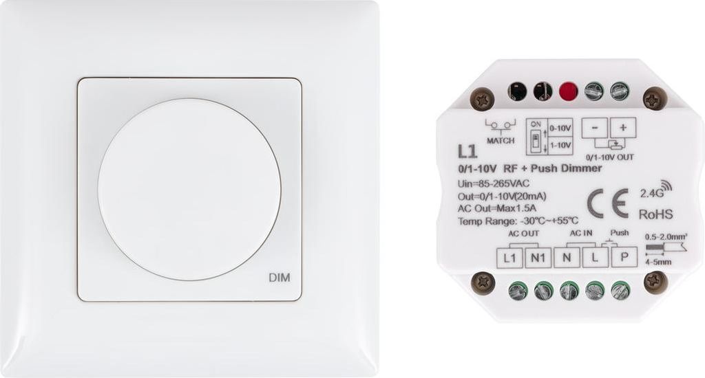 LED-Dimmschalter 1-10V Drahtlos Weiß