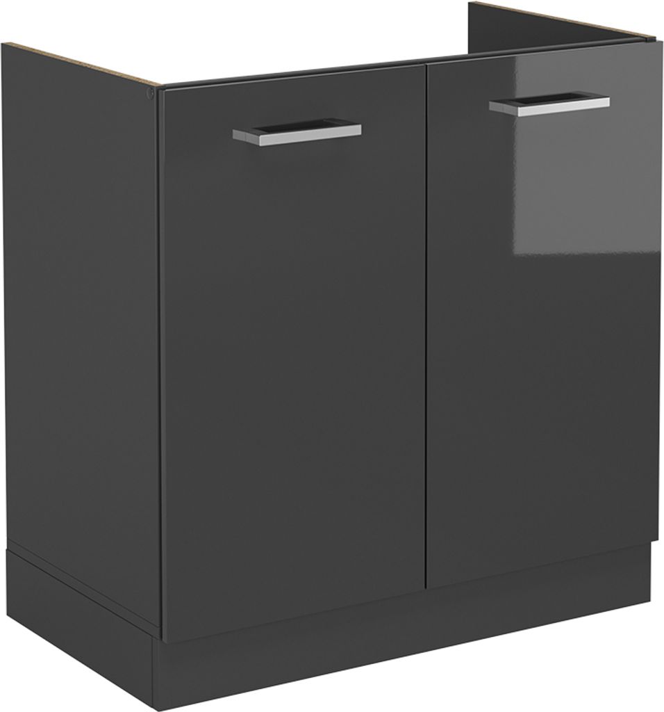 Spülenunterschrank Vicco R-Line Anthrazit Hochglanz 80 cm Produktbild 