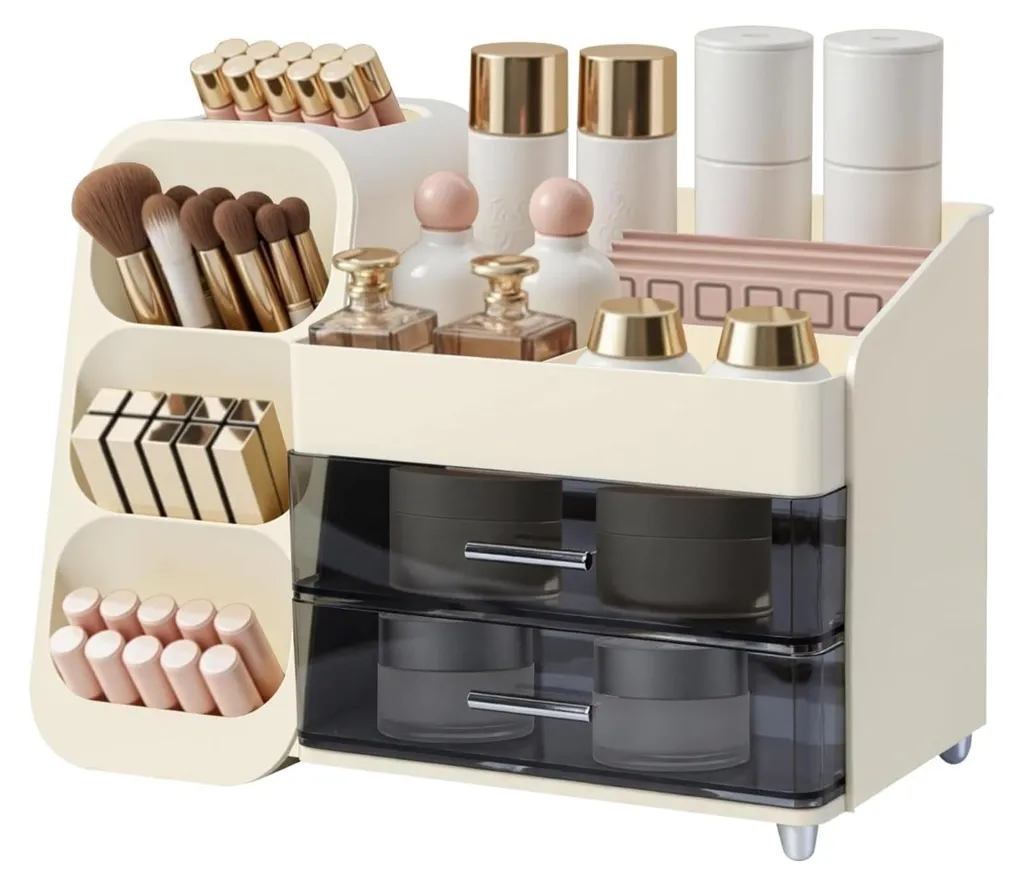 Organisateur maquillage et soins visage avec compartiments amovibles