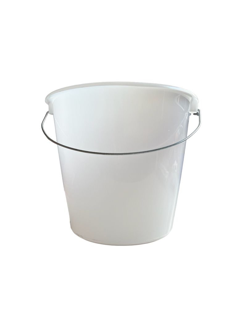 Eimer, Putzeimer, Haushalteimer Kunststoff weiß ca. 10l mit Metallhenkel