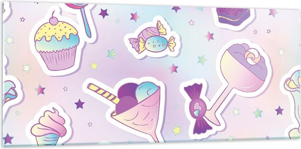 Bilder auf glas - Süßigkeiten Süßigkeiten Kinder Kuchen - 120x50cm - Glasbilder - Wandbilder - Kunstdruck - Wanddekoration aus Glas - Glas Bild...