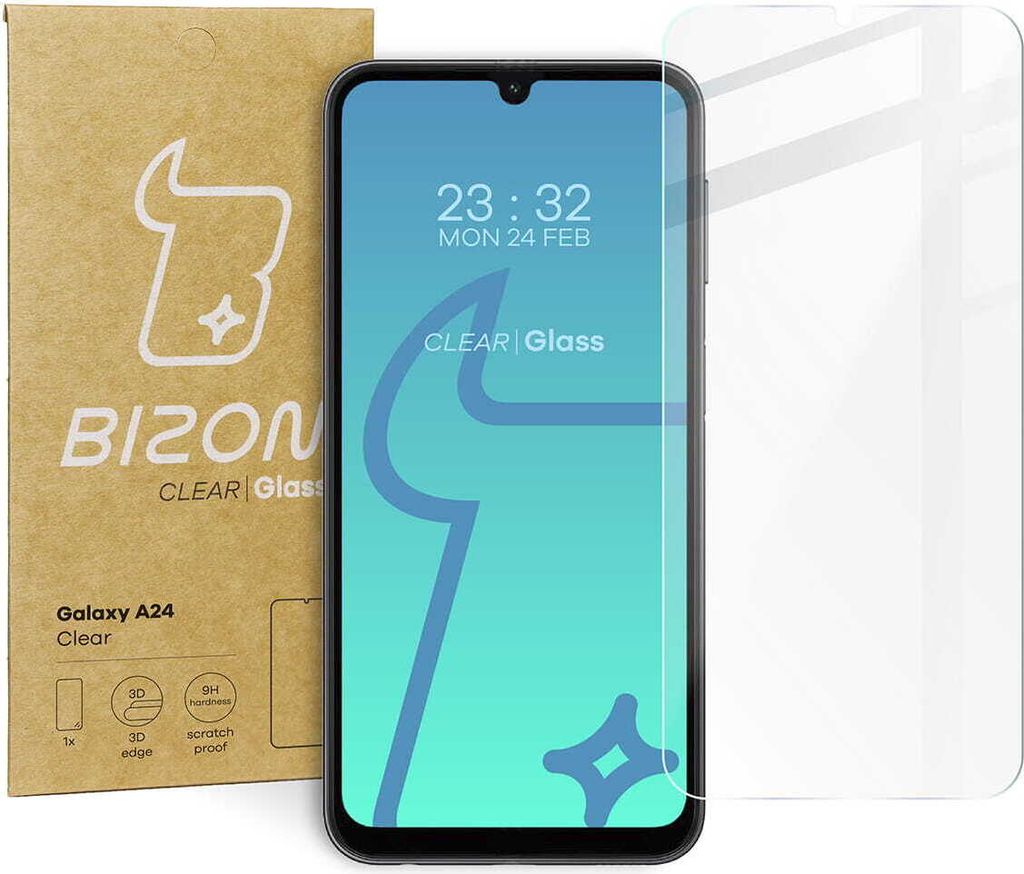Bizon Glass Clear gehärtetes Glas für Galaxy A24 4G Produktbild 