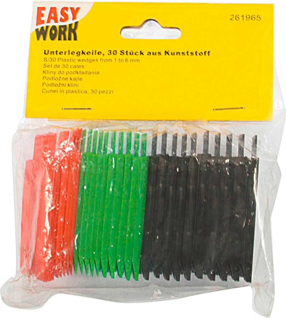 Easy Work 261965 Distanzplättchen / Unterlegkeile, Kunststoff, 2 - 5 mm, 30-teilig (1 Set)