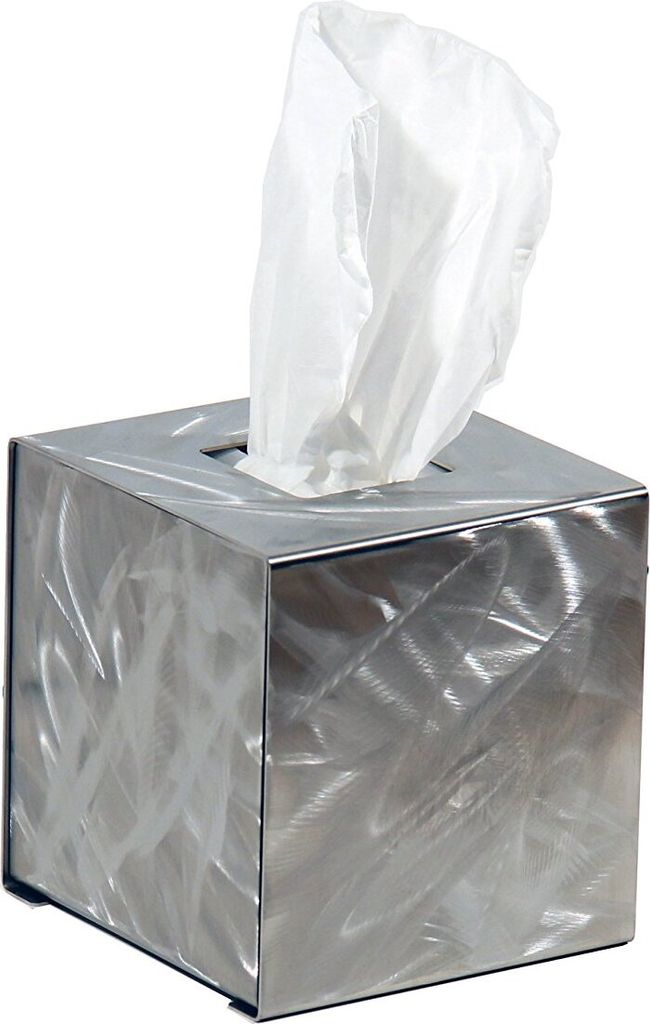 Tissue-Box, Papiertuchbox, Würfelbox aus Edelstahl mit Struktur-geschliffen