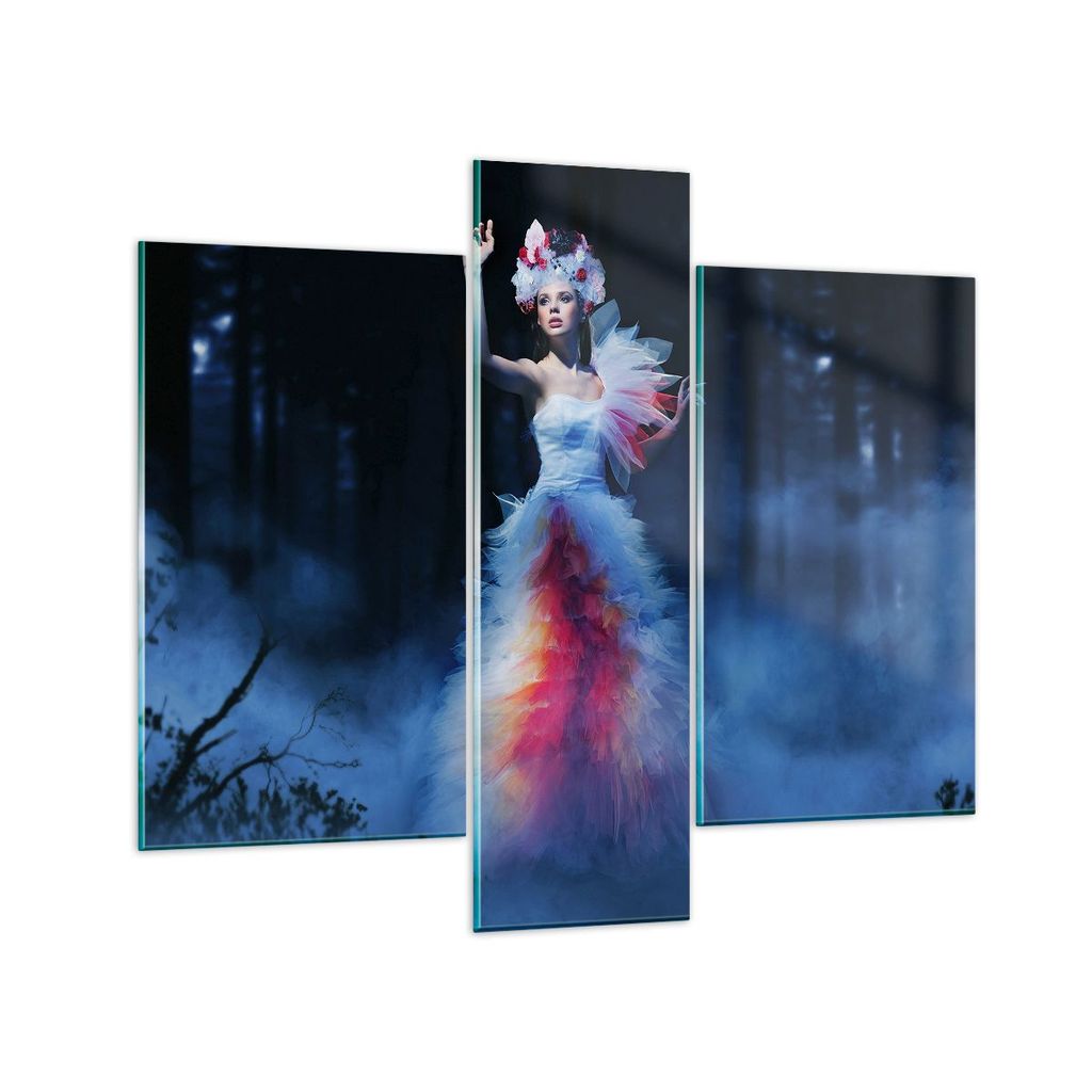 Bilder auf glas - Frau Geheimnis Nacht Wald - 95x80cm - Glasbilder - Wandbilder - Kunstdruck - zum Aufhängen bereit - Wanddekoration aus Glas - Gl...