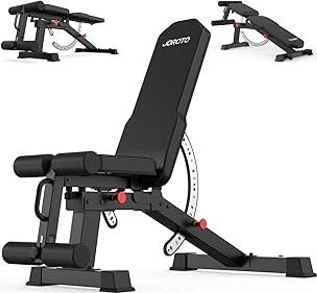 JOROTO MD65 Hantelbank Verstellbar, Multifunktions Hantelbänke für Zuhause, Trainingsbank mit Max Belastung 800KG, 9-Fach Verstellbarer Rückenle...