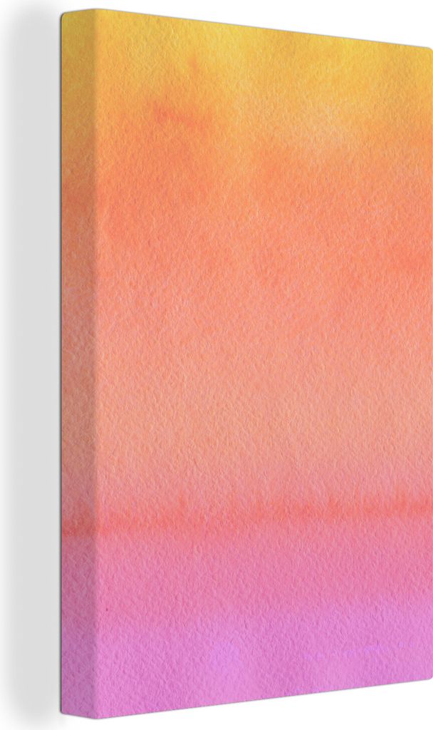 OneMillionCanvasses - Leinwandbilder - 90x140 cm, Aquarell - Rosa - Orange - Gelb, Wandbilder Kunstdruck Wanddekoration - Foto auf Leinwand - Gem...