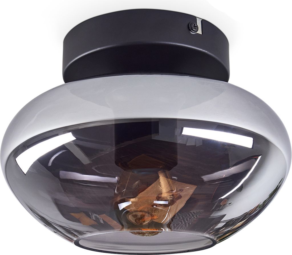 Galatina Deckenlampe aus Metall/Glas in Schwarz/Rauchfarben