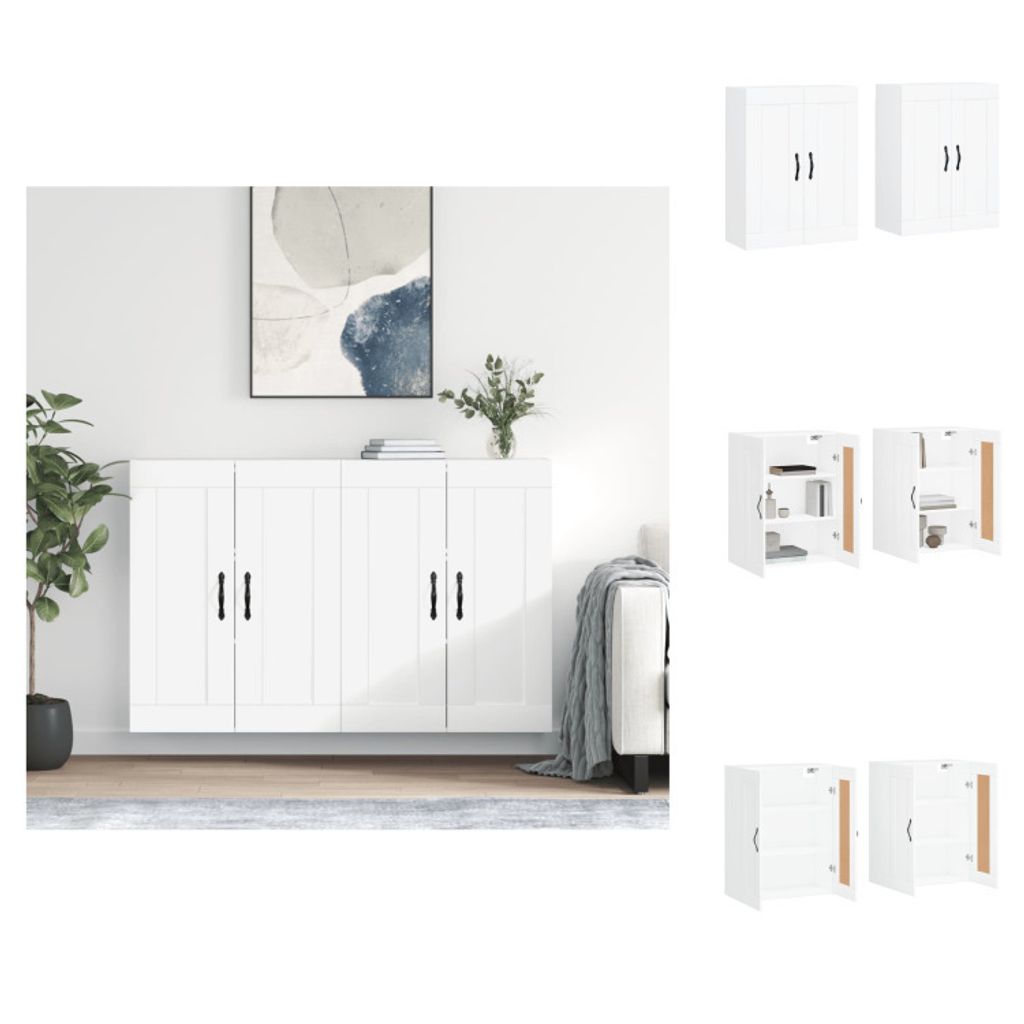 vidaXL Wandschränke 2 Stk. Weiß Holzwerkstoff - Sideboards