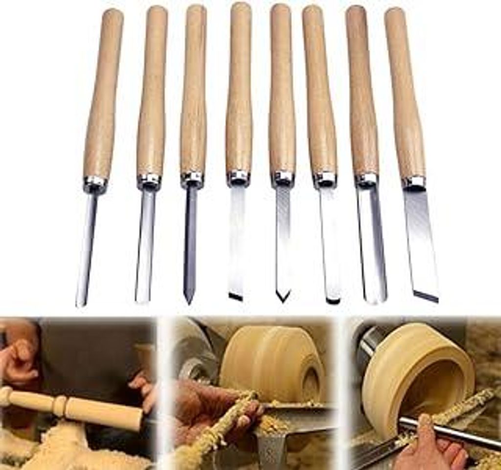 8-teiliges Holz Drechselwerkzeug, HSS Multifunktional Drehmeißel Set, Anti-Rost Holz Drechselwerkzeug Meißel, für Holzschnitzereien Anfänger un...