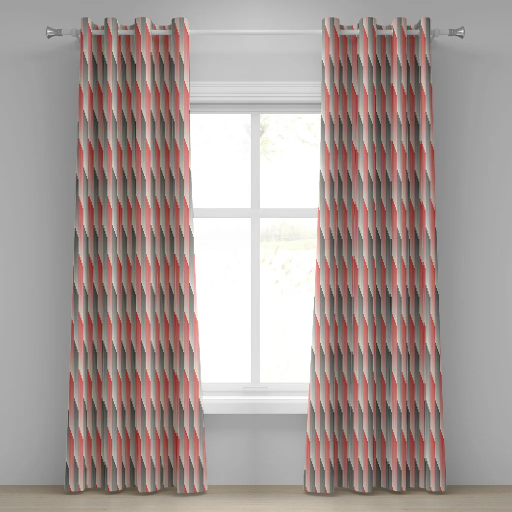 Tende Moderne ABAKUHAUS 280x225 cm | Grigio e Scarlatto con Occhielli