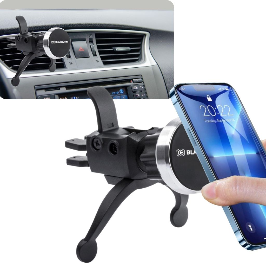BLASHRON | Magnetischer Handyhalter für die Autogitterstange holde - 360° DREHBAR, SILIKONSCHUTZ, UNIVERSAL - auto handyhalter magnet