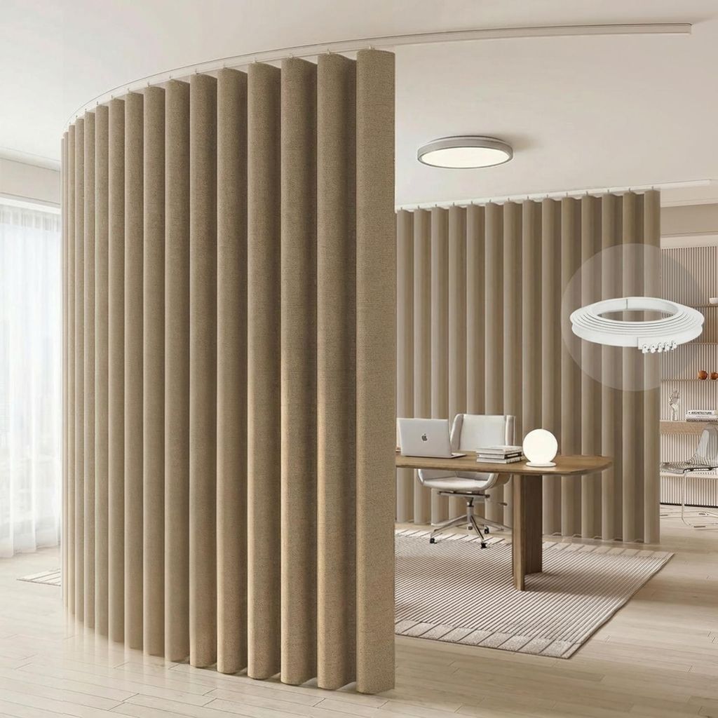 Extra Breite Vorhang Blickdicht Raumteiler mit Schiene Gardinen Vorhänge Türvorhang für Wohnzimmer Schlafzimmer, B254xH244cm, Khaki