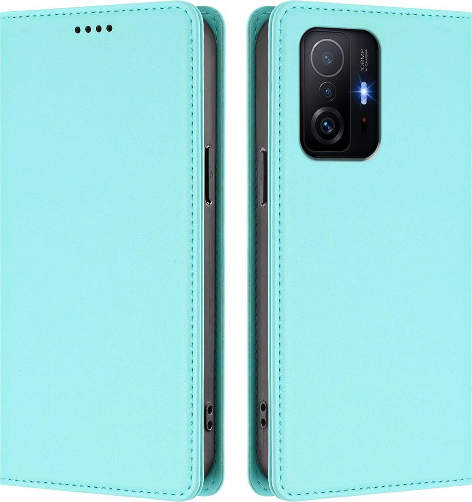 Handyhülle für Xiaomi 11T /Xiaomi 11T Pro, Kunstleder Klapphülle Stoßfeste Magnetische Hülle mit Ständer Türkis