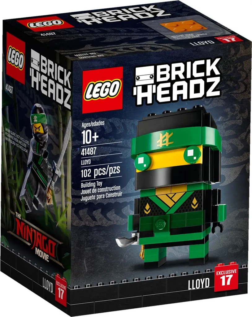 Tête de brique Ninjago Lloyd - Boîte de rangement LEGO décorative verte