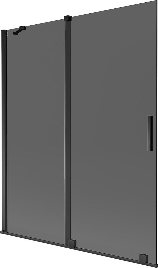 Mexen Velar 2-flügelige verschiebbare Badewannenabtrennung 140 x 150 cm, Grafit, Schwarz - 896-140-000-41-70
