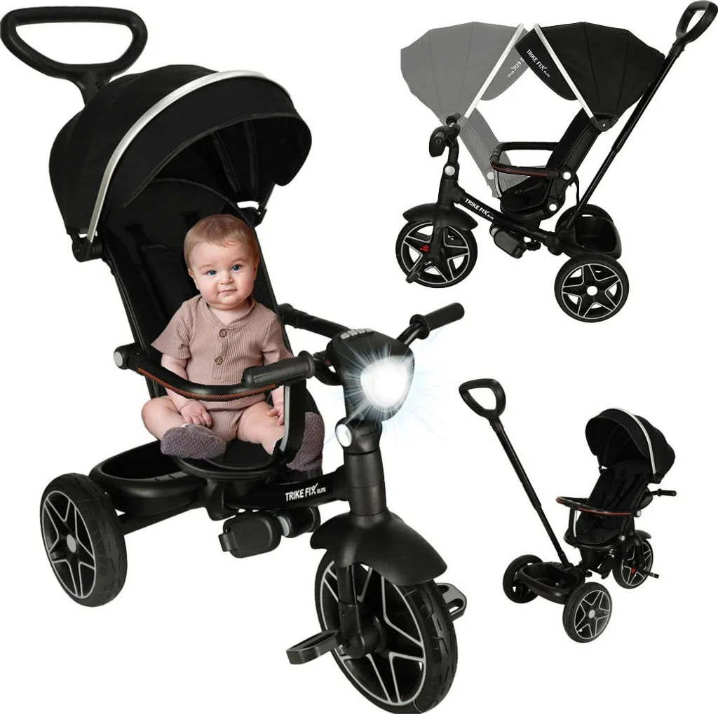 Tricycle Évolutif Enfant TRIKE FIX Elite avec Canopée et Canne Parent