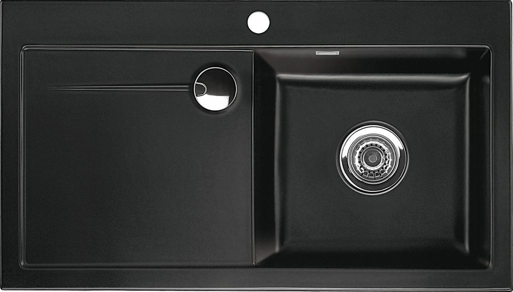 Spüle KeraDomo STEMA 90 in NERO Becken rechts mit Produktbild 