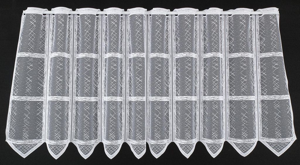 Gardinen Kranzusch Scheibengardine Jaquard in Karooptik 60x31 cm H/B weiß Bistrogardine Vorhang Küche 1er Pack