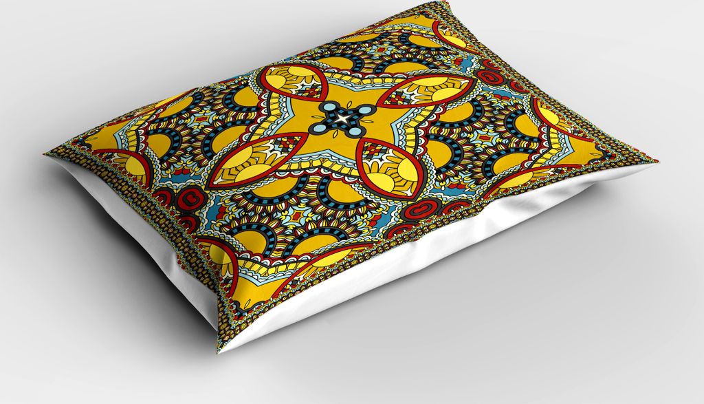 ABAKUHAUS orientalisch Kopfkissenbezug, Ethnische Blumenmuster Blätter Farbenfrohe Traditionelle Illustration, 40x80 cm, Mehrfarbig