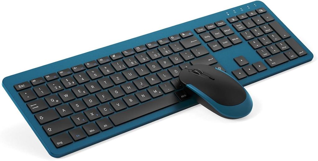 Funktastatur mit Maus,Wiederaufladbare Ultra-Dünne Tastatur Maus Set,Ergonomische Tastatur Kabellos mit Silikon Staubschutz für PC/Laptop/Smart T...