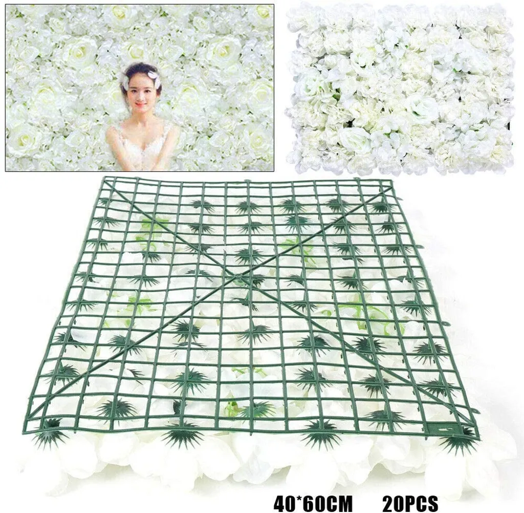 Roses Artificielles Blanches Réalistes en Set de 20 pour Mur Floral DIY