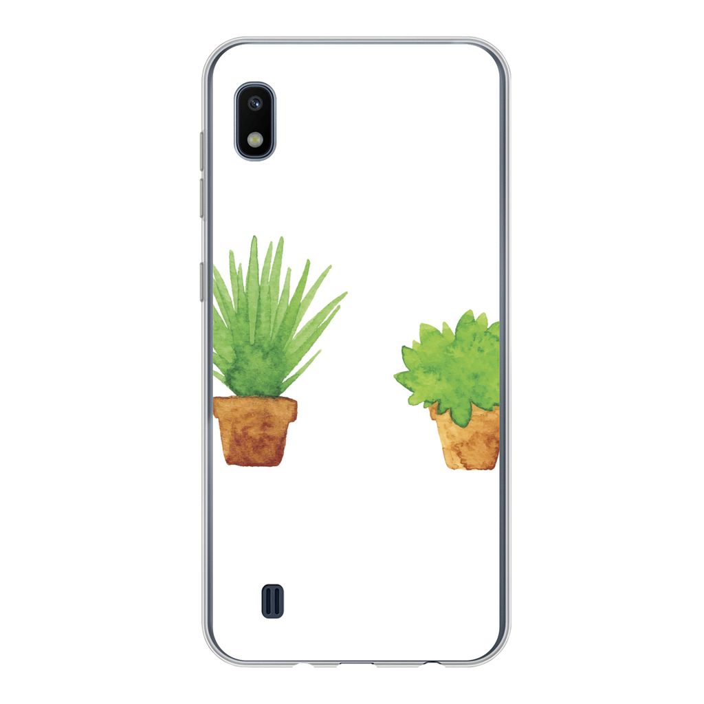 MuchoWow Handyhülle Schutzhülle Hülle für Samsung Galaxy A10 Blumentopf - Aquarell - Pflanzen Silikon Softcase Handy Hülle - Schutzhülle