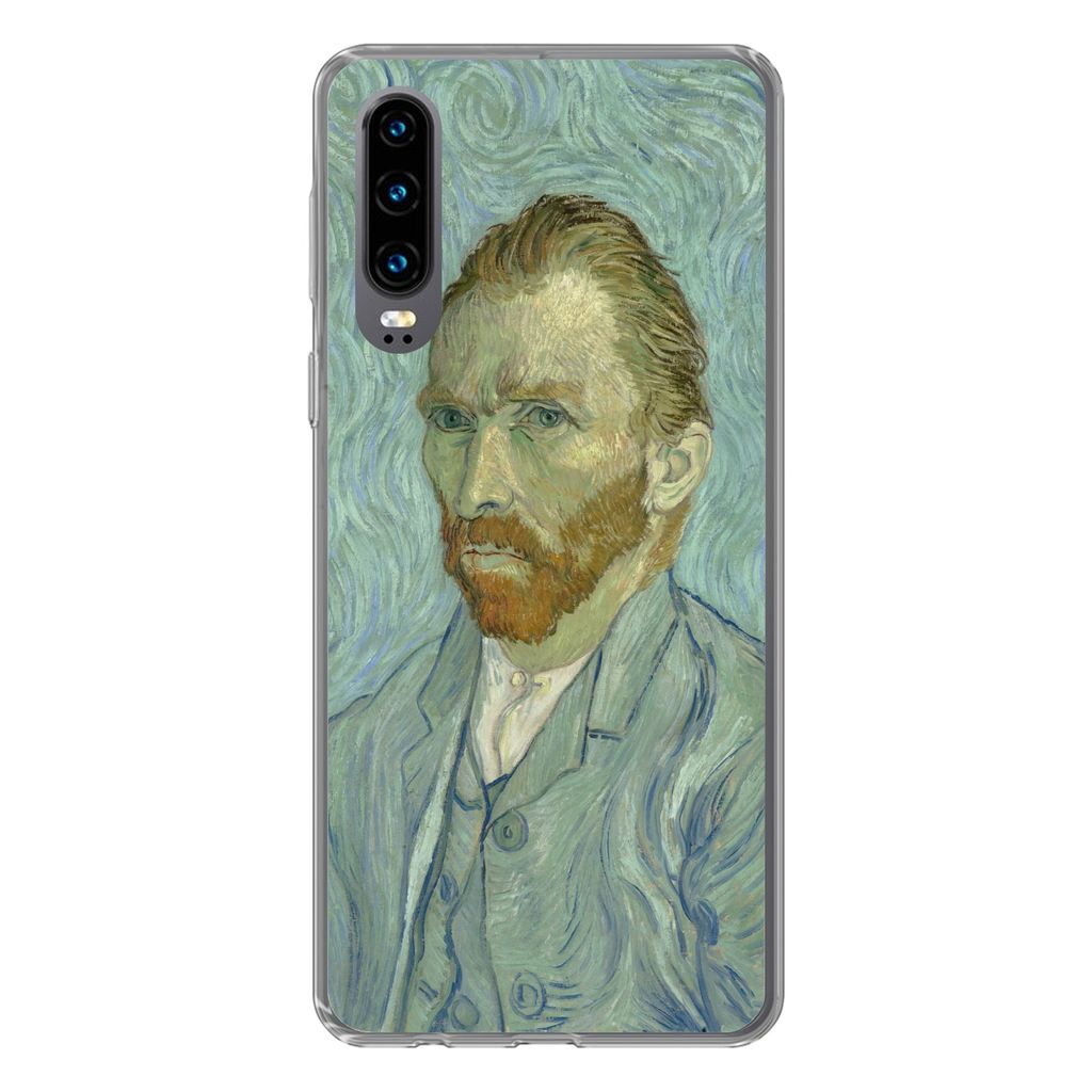 MuchoWow Handyhülle Schutzhülle Hülle für Huawei P30 Selbstporträt - Vincent van Gogh Silikon Softcase Handy Hülle - Kartenbesitzer