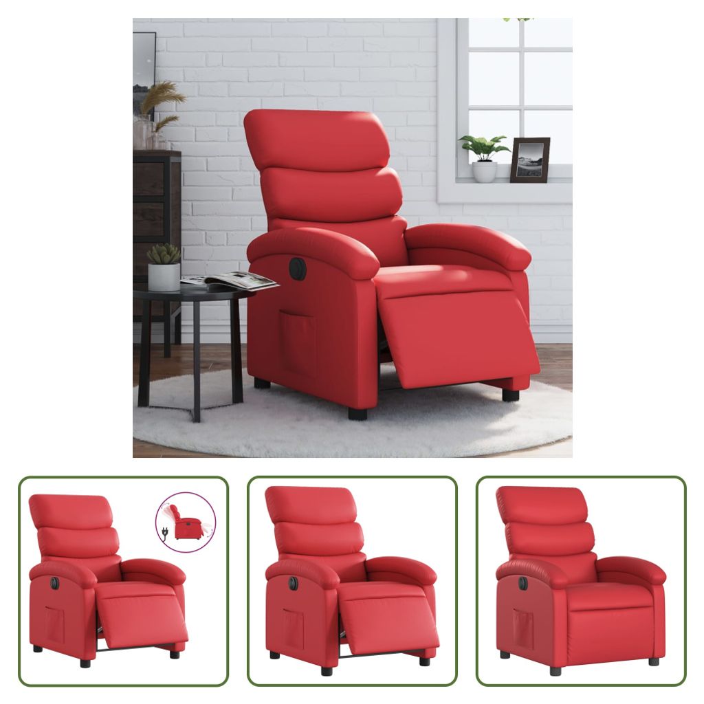 The Living Store Relaxsessel Elektrisch Rot Kunstleder