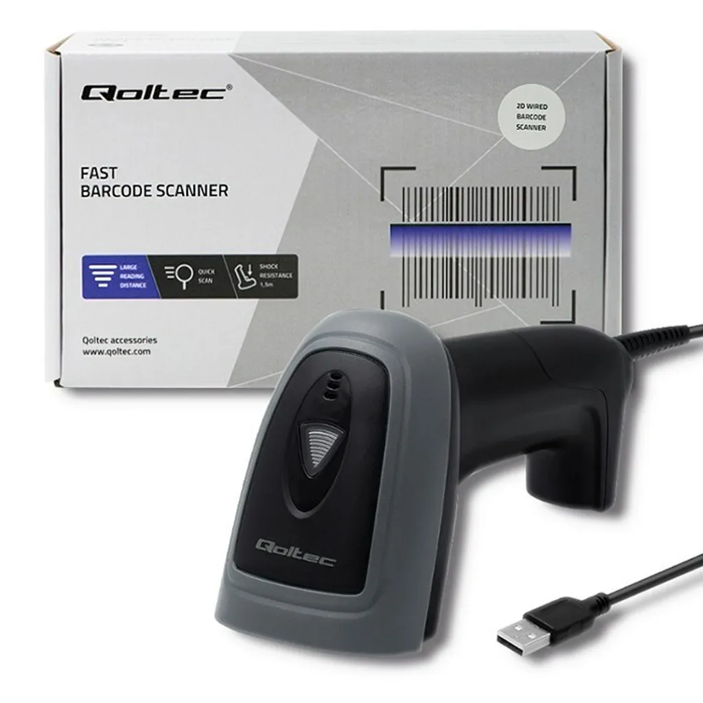 Lecteur de code-barres 2D filaire USB Qoltec 50863 haute précision - 4