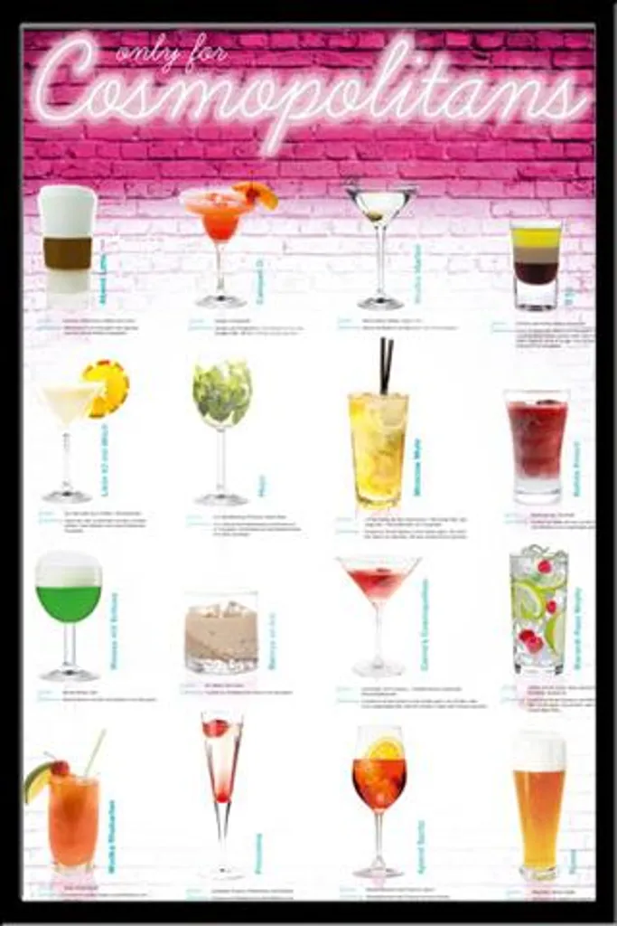 Déco murale cuisine : affiche Cosmopolitans encadrée noir 61x91,5 cm
