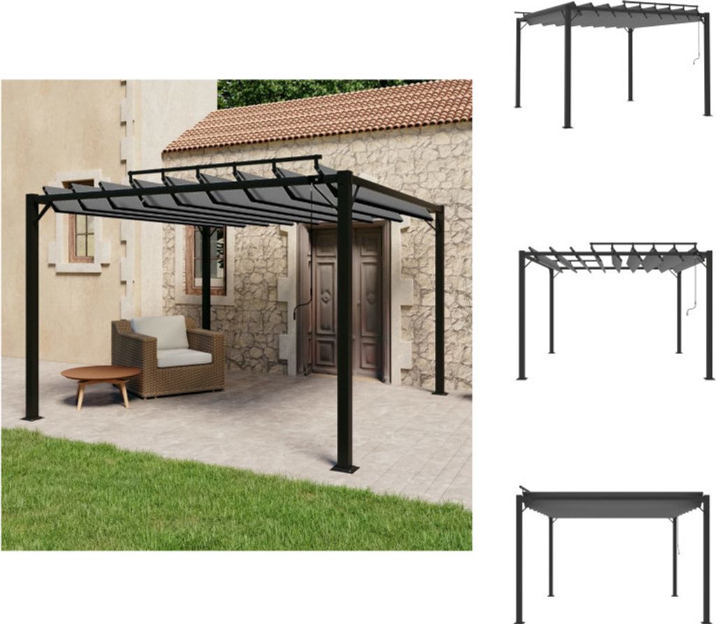 vidaXL Pavillon mit Lamellendach 3x3 m Anthrazit Stoff und Aluminium - Pavillons & Partyzelte