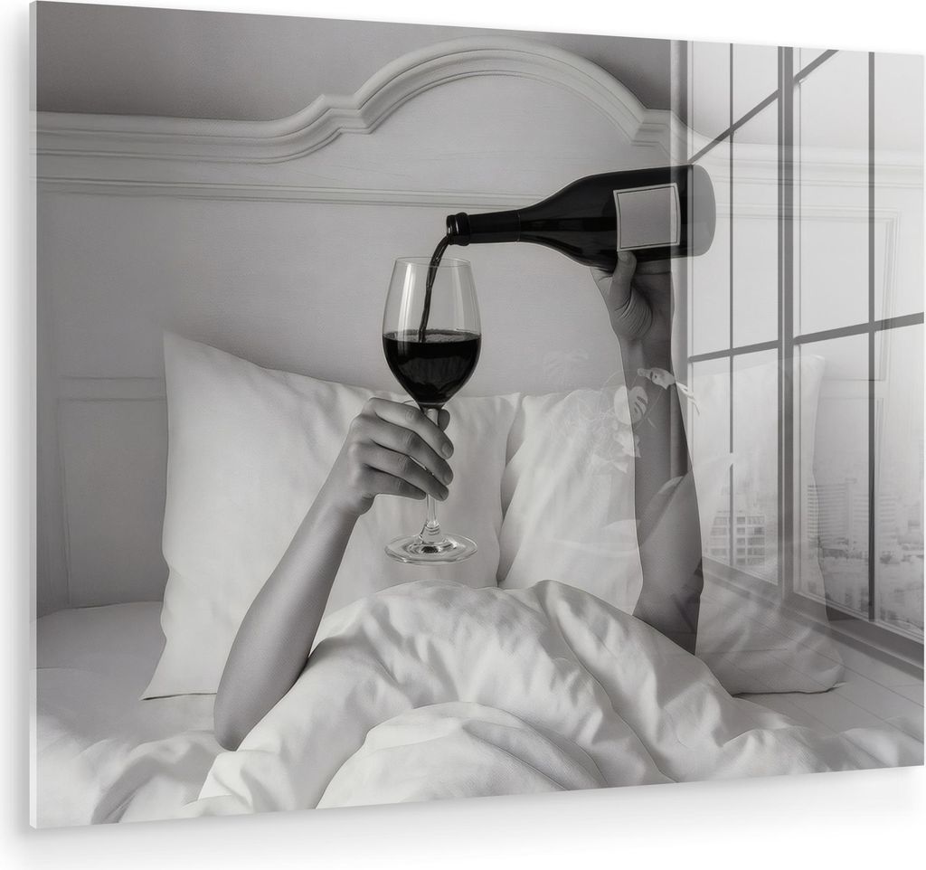 MuchoWow Glasbilder - Bilder auf Wandbild - Foto auf Glas Laken - Arme - Wein - Glas 80x60 cm Wanddekoration aus Glas - Acrylglasbild - Acrylbilder...