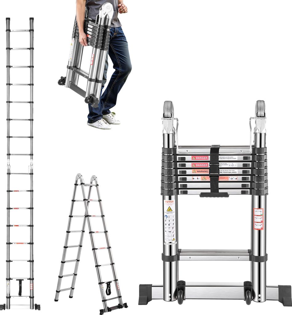 VEVOR teleskopický rebrík s A-rámom, 4985 mm dlhý výsuvný Obrázok produktu 