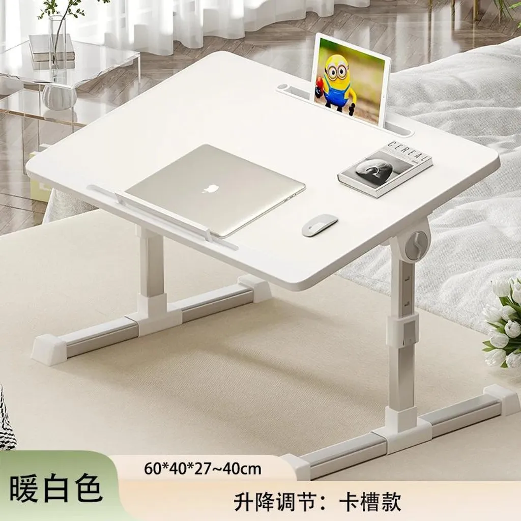 Table pliante rectangulaire pour ordinateur portable, blanche, métal