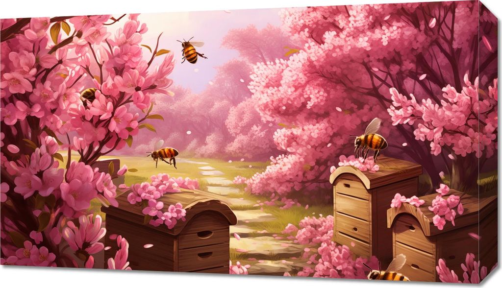 Bild 70x40cm Leben in den Bienenstöcken