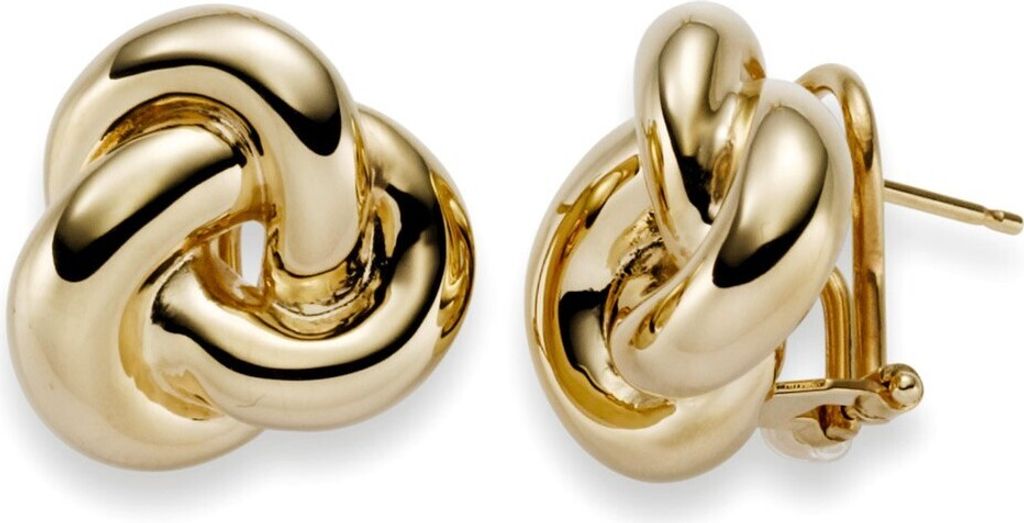 Ohrschmuck Ohrstecker Ohrringe Clip-Stecker Knoten aus 585 Gold Gelbgold 18x20mm