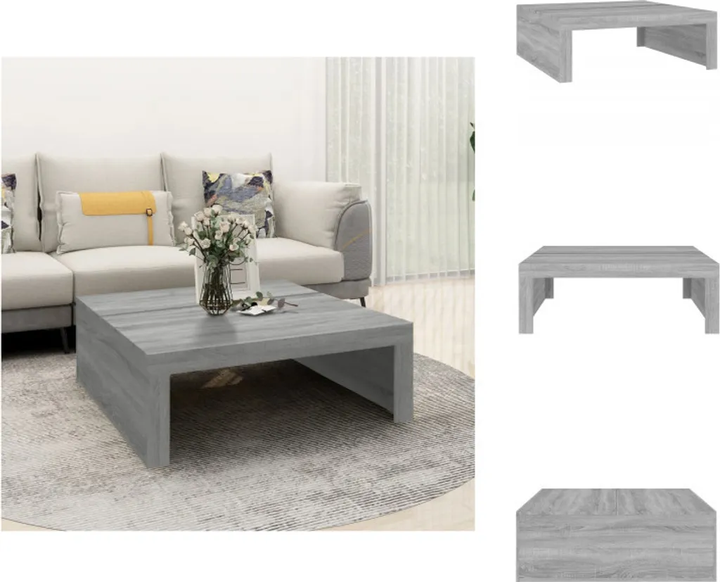 vidaXL Tavolino in Legno Multistrato 100x100x35 cm Grigio Sonoma