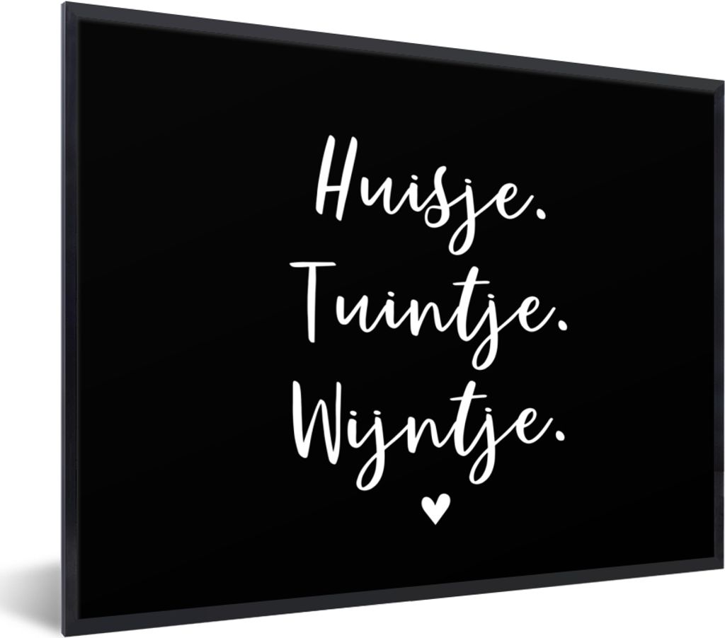 MuchoWow Gerahmtes Poster Haus, Garten, Wein - Zitate - Text - Wein - Haus 80x60 cm - Poster mit Schwarzem Bilderrahmen Wandposter Rahmen Foto Bi...