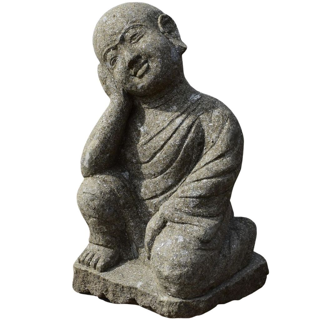 Stonox Shaolin Mönch Figur Junagadh Basanit frostbeständig 28x35x59 cm