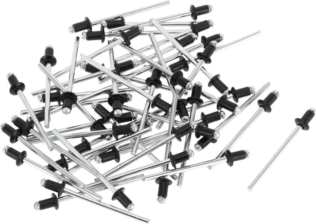 50 Stück Kuppelkopf Großkopf Blindnieten Aluminium Schwarz Silberton 3,2 mm Griffdurchmesser 4 mm Grifflänge 6,7 mm Flanschdurchmesser